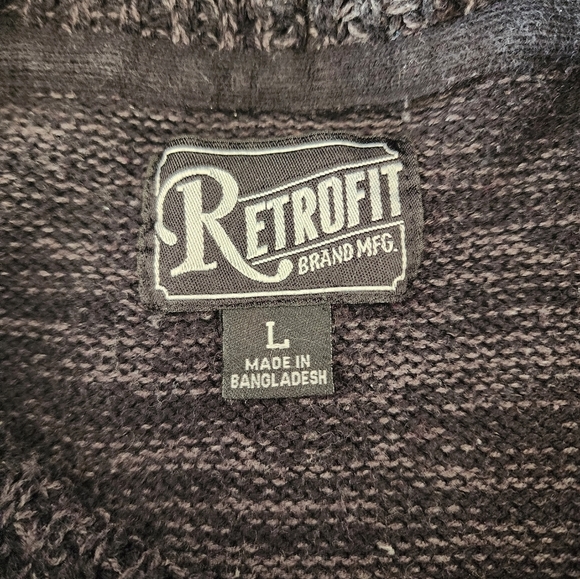 Retrofit Vintage  Black & Gray Color Block Men's Pullover Hoodie Size L - Picture 3 of 7